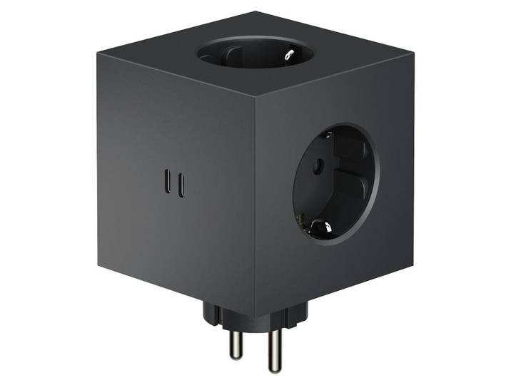 Avolt Steckdosenwürfel Square 2, Schwarz, Kunststoff, 7.6x7.6x11.3 cm, CE, ohne Kabel, Elektrogeräte, Elektronik-Zubehör, Steckdosen & Stecker