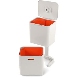 JosephJoseph Mülleimer Totem Max 60 L, stein, aus Edelstahl, 2 x 30 Liter und 1 x 3 Liter