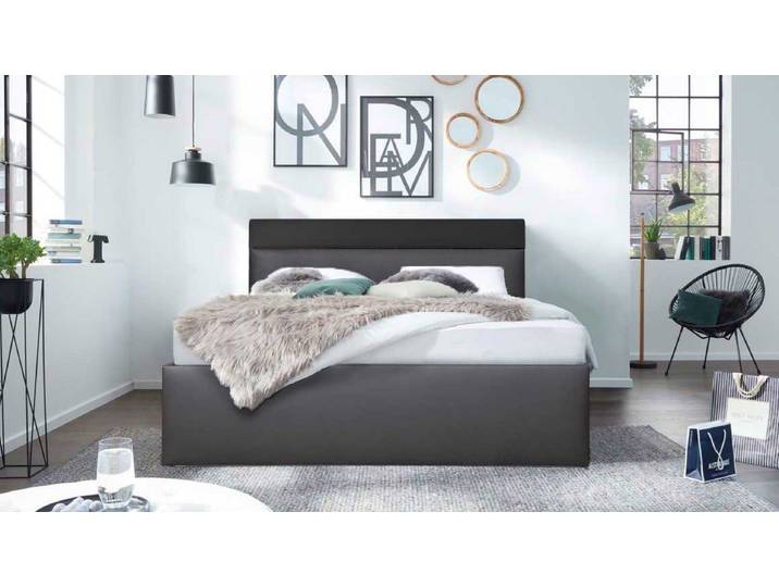Halmon Schlafkomfort Betten Kunstlederbett Elsa (erhältlich In 6 Größen und 6 attraktiven Farbkombinationen), inkl. Lattenrost bei Ausführung mit Matratze, Seitenhöhe 40 cm