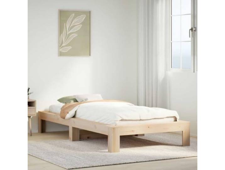 RJPLMFV Bettgestell, 90 x 200 cm, Massivholz, ohne Matratze Lattenrost inklusive, robuste Beine, Stauraum unter dem Bett, rustikaler Stil