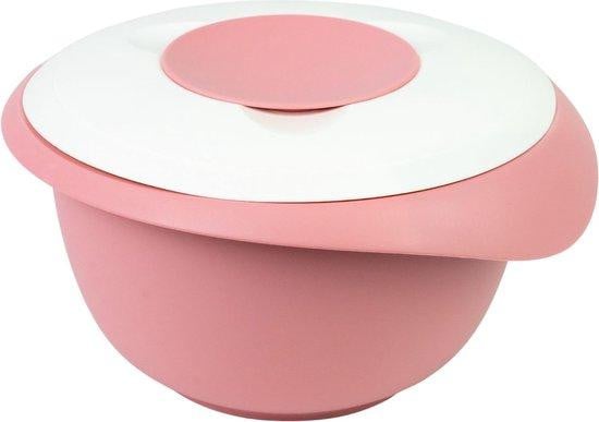 Famanu mengkom met dubbel gedeelde deksel, 3,5 liter, roze/wit