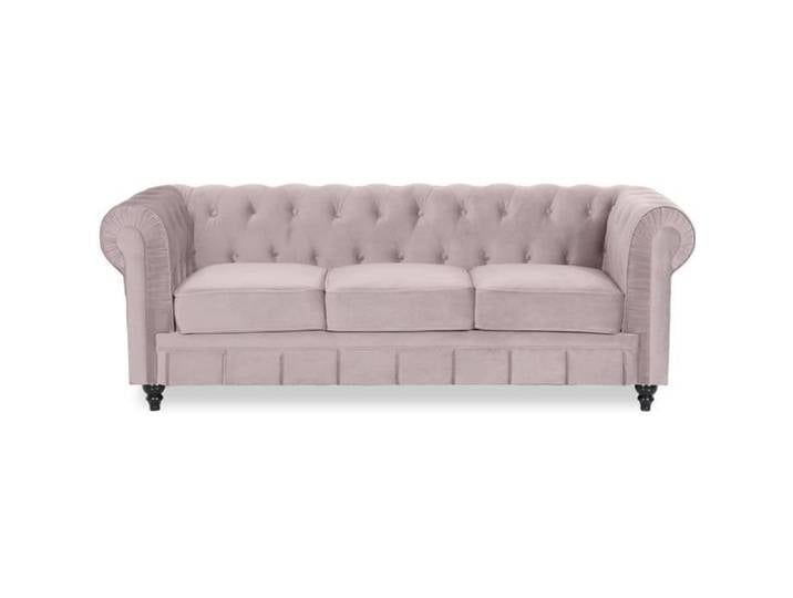 Canape Chesterfield Velours 3 Places Altesse Taupe