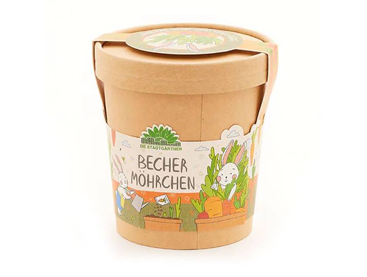 Becher-Set zum Pflanzen von Karotten  Möhrchen aus dem Becher