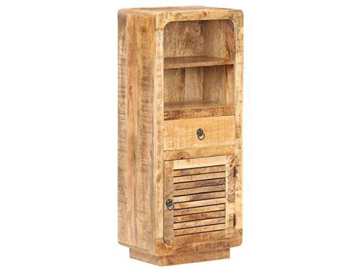 KDVXBCQJH Highboard Massivholz Mangoholz Schrank 45x32x110 cm Schmaler Kommodenschrank fürs Wohnzimmer mit Tür, Schublade und Fach. Fertig montierte Anrichte aus Echtholz.
