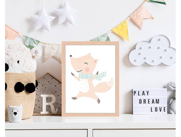 Tableau déco Fox Baby 33 x 43cm Multicolore