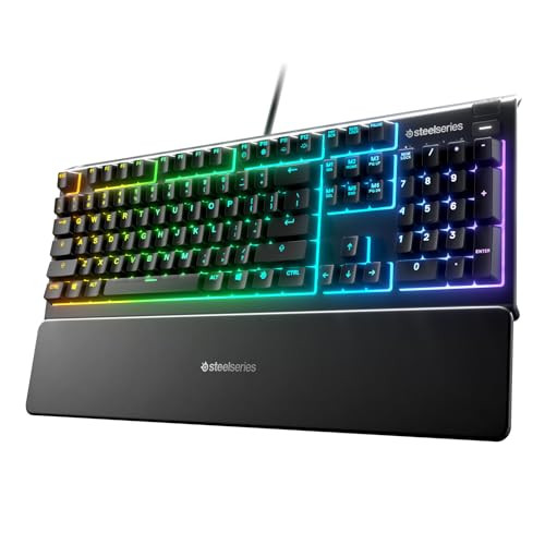 SteelSeries Apex 3 Gaming-toetsenbord met 10-zone RGB-verlichting en magnetische polssteun