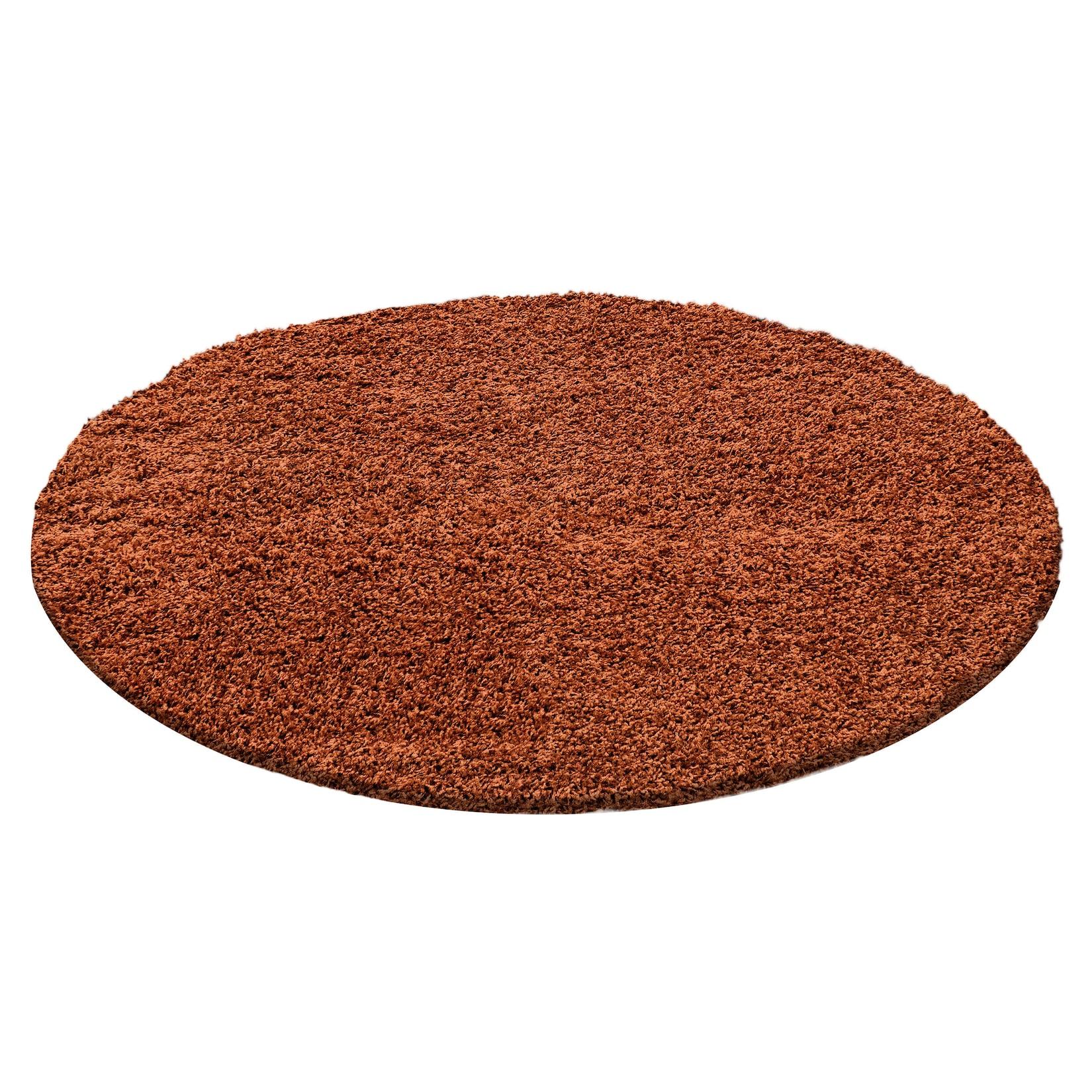 Teppich Hochflor RHEIN in Terrakotta, einfarbig, Ø 80 cm