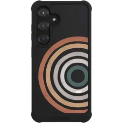 Nivocase Hülle für Samsung Galaxy S25 Stossfeste Handyhülle NIVOmax Case Schwarz Kreise Regenbogen (Samsung Galaxy S25), Smartphone Hülle, Mehrfarbig, Schwarz