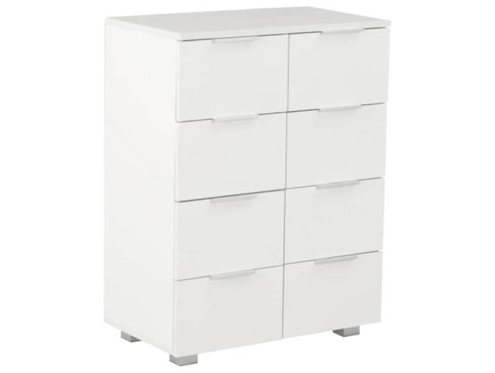 LMTYOENFG Sideboard Hochglanz Weiß 60x35x80 cm Kommode mit 8 Schubladen Kompakter Schubladenschrank aus Holzwerkstoff für Wohnzimmer und Flur, pflegeleicht mit viel Stauraum.