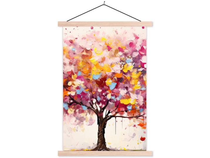 MuchoWow Poster MIT Magnetleisten - Aquarell - Baum - Kunst - Abstrakt - 60x90 cm, Mehrfarbig, Textil, Rechteckig, 60x90x0.15 cm, Bilder & Rahmen, Bilder, Wandbilder