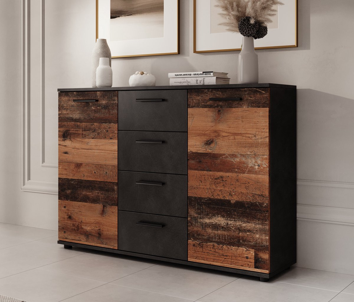 Meubella - Dressoir Bellini - Grijs - Breedte: 120 cm