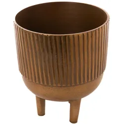 Übertopf Hoch 25 cm - Braun Rund Aluminium Amadeus 25x25 cm