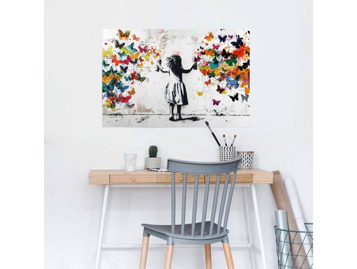 Poster Wolke von Schmetterlingen Papier Multicolor 61 x 92 x 0cm