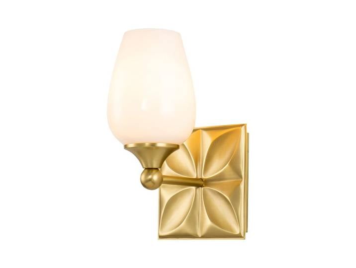 Applique Murale Brass, Acier, Verre Opale Laiton Vieilli