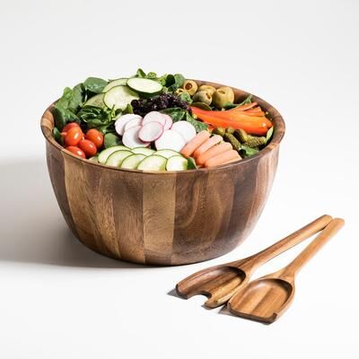 Kalmar Home 7 Piece - Large Salad Bowl with Servers and 4 Individuals - 11 x 11