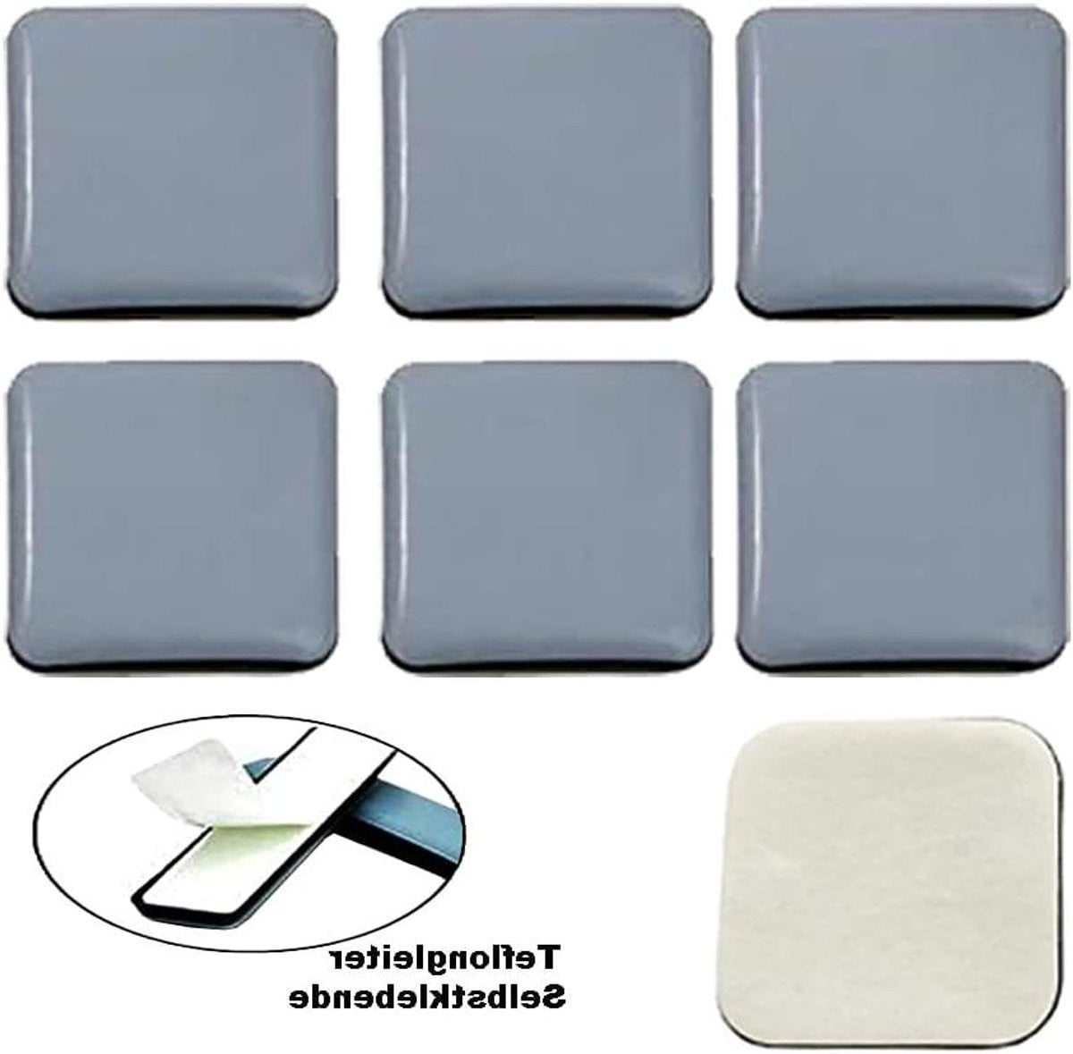 Zelfklevende grijze meubelglijders voor vloerbescherming, 30x30 mm