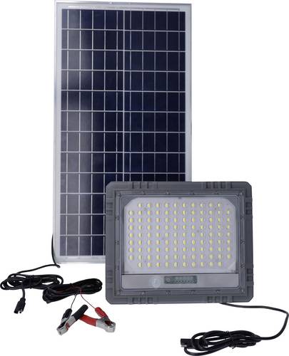AS Schwabe 46984 LED-Flutlichtstrahler, Solarmodul 60W Leuchtfarben: Naturweiß