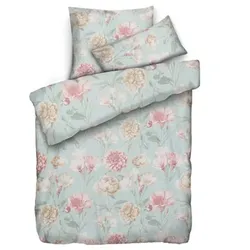 WINTERENGEL Bettwäsche gemalte Blumen Mikrofaser Flanell Einzelbett, 3tlg.