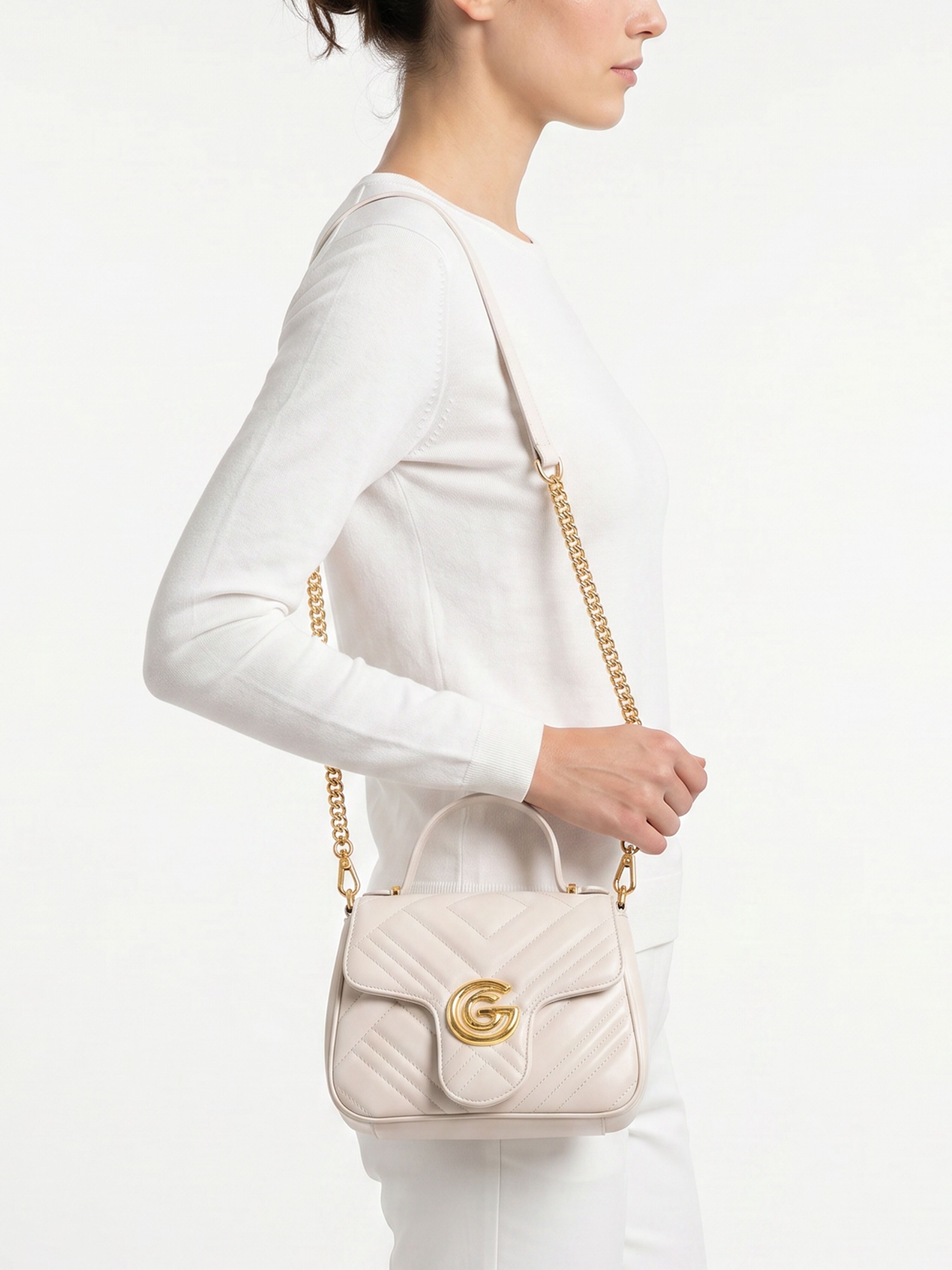 Handtasche "KATTY", Damen, Gr. B/H/T: 21cm x 16cm x 9cm, creme, Lederimitat, GABRIELLA G BY GABRIELLA GUCCI, Taschen Handtasche, Damen Umhängetasche, Handtasche, Tragetasche mit Logoverzierung creme B/H/T: 21cm x 16cm x 9cm