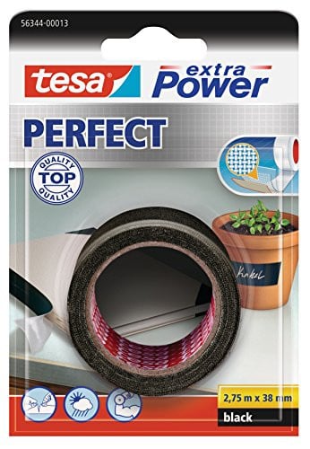 tesa extra Power Perfect textieltape, zwart, Breedte: 38 mm, Lengte: 2,75 m