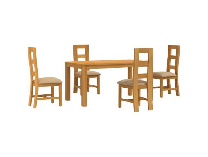 PUGYNBK Esstisch-Set, 5 Stück, Beige, Eichenholz, einfarbig Robuste quadratische Beine, bequeme Schaumstoffkissen, modernes Design, einfache Reinigung