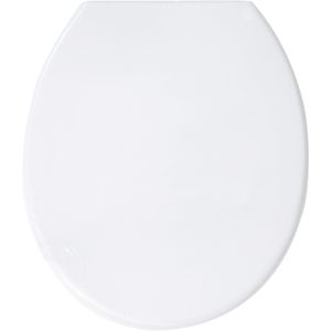 MSV WC-Sitz 141020, oval, aus Kunststoff, mit Edelstahlscharnier, weiß
