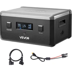 VEVOR Zusatzakku für tragbare Powerstation, 2160 Wh LiFePO4-Erweiterungsakku mit 3 Anschlüssen, für Zuhause, Camping, Roadtrips, Wohnmobile und Notfälle (Powerstation & Solarpanel NICHT enthalten)