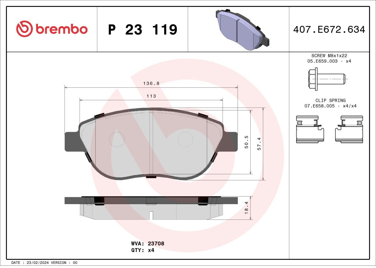 Brembo Set di pastiglie freno P 23 119