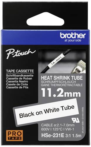 Brother HSe HSE231E Bandfarbe: Weiß Schriftfarbe:Schwarz 11.2mm 1.5m
