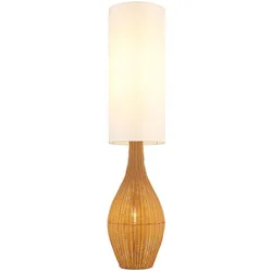 LED Stehleuchte Stehlampe Schlafzimmerlampe Fußschalter Braun Metall H 125 cm