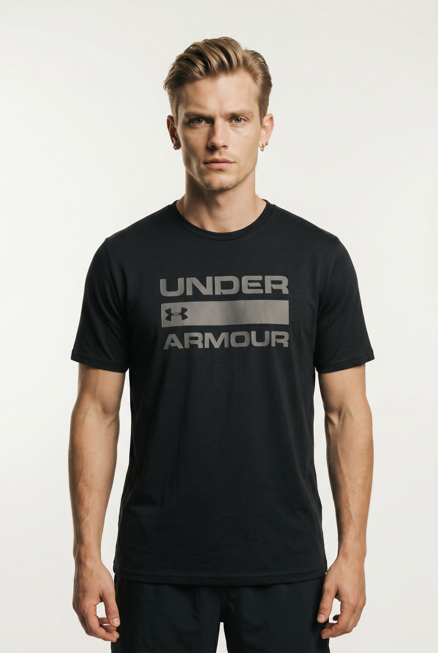 T-Shirt UNDER ARMOUR "UA TEAM ISSUE WORDMARK SS", Herren, Gr. S, schwarz, Obermaterial: 60% Baumwolle, 40% Polyester, Rundhals, Shirts T-Shirt, leichtes Kurzarmdesign, mit Rundhalsausschnitt schwarz S