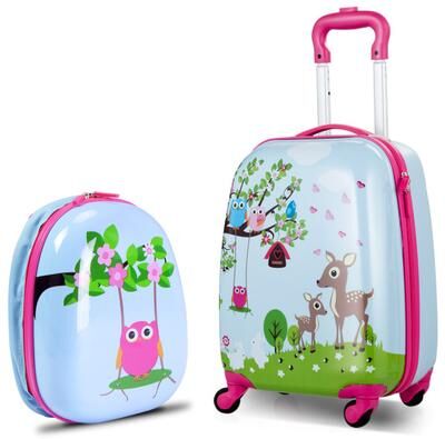 Costway 2 Pieces ABS Kids Suitcase Backpack Luggage Set
