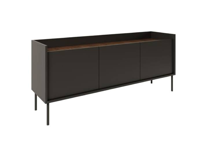 Selsey TV Lowboard 140 cm Modernes Lowboard Fernseher Kommode in Schwarz Laminat, Metallbeine, Matte Oberfläche TV Unterschrank für Wohnzimmer Elegantes TV-Lowboard Design