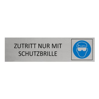 CombiCraft Aluminium Türschild Zutritt nur mit Schutzbrille 165x45mm mit 3M-Tape