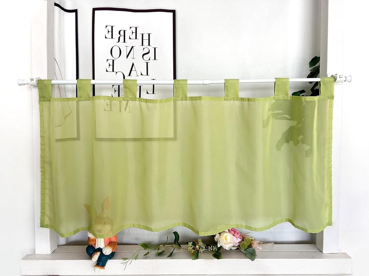Groen Vitrage Gordijn met Lussen voor Keuken Decoratie - 60 x 90 cm