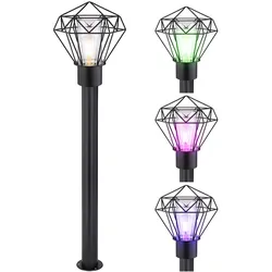 Smart LED Stehlampe dimmbar Terrassenlampe Außenleuchte Industriell LED Wegelampe schwarz Edelstahl Sockelleuchte, RGB Farbwechsel, 8,5W 806lm warmweiß-kaltweiß, LxH 22,5x100 cm