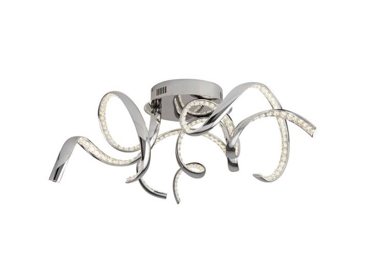 Led-Deckenleuchte Twirls, Klar, Chromfarben, Metall, Glas, 25 cm, Lampen & Leuchten, LED Beleuchtung, LED-Deckenleuchten