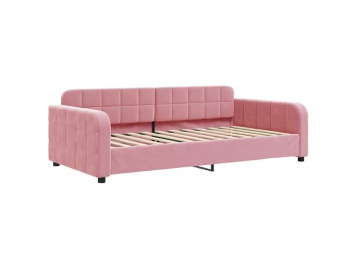 PUGYNBK Schlafsofa aus Samt, Rosa, 100 x 200 cm Gestell aus Metall und Massivholz, gepolsterte Rückenlehne, modernes Design, ohne Matratze