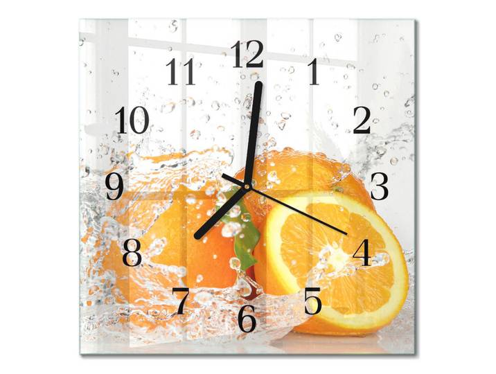 Tulup Wanduhr aus Glas 30x30 cm - Orangen, Quadratisch, 30x30x0.4 cm, Dekoration, Uhren, Wanduhren