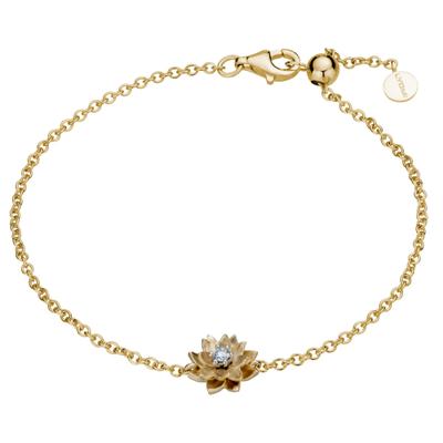 Armband LYOMI "585/- GG/WG Lotusblüte 1 synth. Diam. 0,05ct.", gold (mehrfarbig), Armbänder, Damen, 17cm, Gold, glänzend, matt, Armband