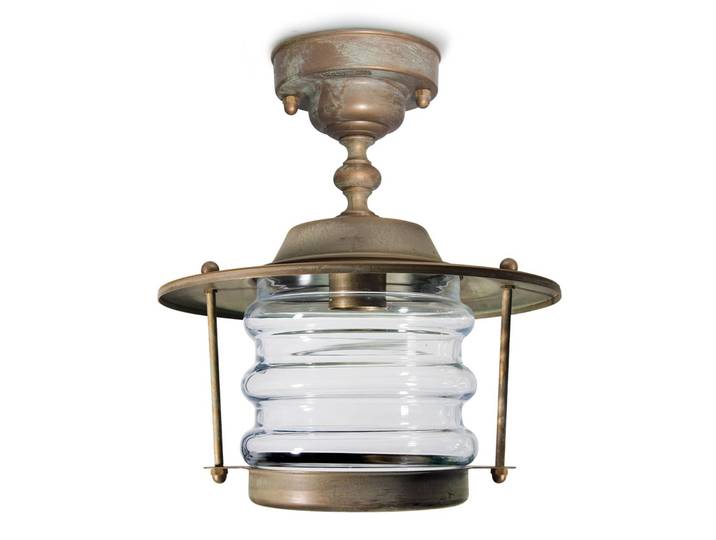 Moretti Luce Außendeckenleuchte Adessora seewasserfest Ø 22,5cm ADESSORA, bronze / altmessing, Messing, Antik, Laternenform