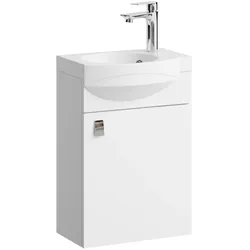 Planetmöbel Waschtisch mit Keramikwaschbecken 40 cm - Weiß - Mit Armatur Chrom - Soft-Close