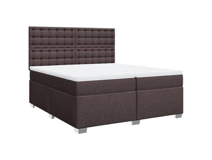 Makastle Boxspringbett mit Matratze Dunkelbraun 200x200 cm 100% Polyester Stoff