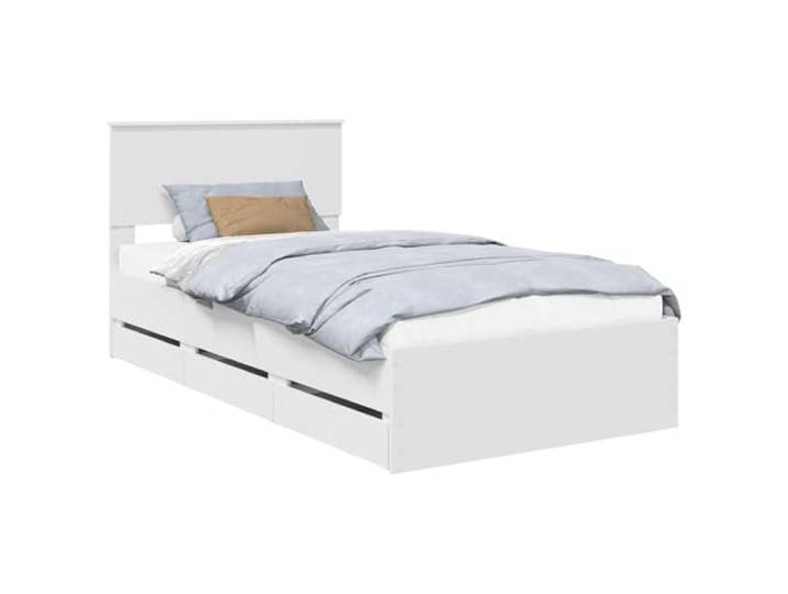 PUGYNBK Bettgestell mit Schublade, 100 x 200 cm, Holz, Ingenieur Feste Lamellenbasis, quadratische Beine, versteckte Aufbewahrung, einfache Reinigung