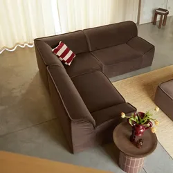 Quinto - Modulares Ecksofa aus braunem Stoff, 4 Sitzer