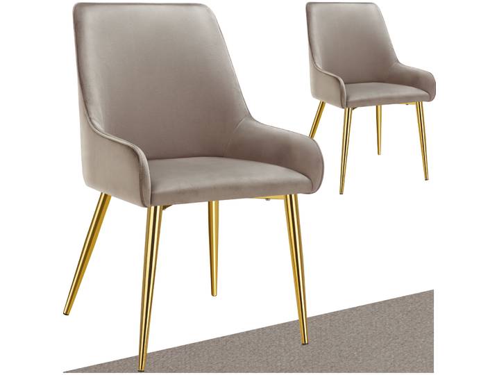 Polsterstuhl Avane, Samtoptik, Belastbarkeit 120 kg - taupe, 2er Set