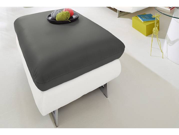 Hocker, Kunstleder SOFTLUX®, Altweiß/Grau, 98×67 cm, Verchromte Füße, Modern, Inosign