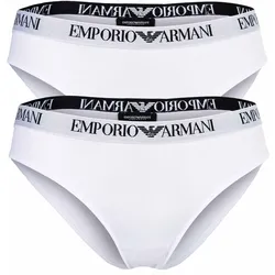EMPORIO ARMANI Damen Slips, 2er Pack - ESSENTIAL COTTON, Briefs, Cotton Stretch Weiß / S