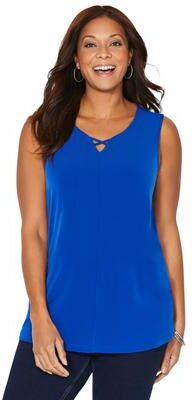 Plus Size Women's Crisscross Timeless Tank by Catherines in Surf The Web (Size 2X)