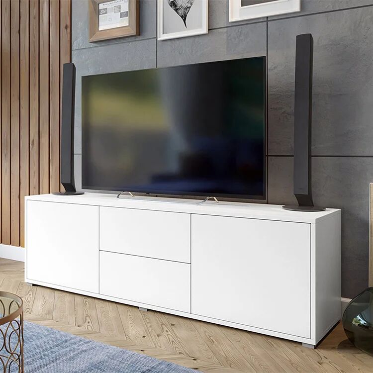 garneroarredamenti Mobile porta TV 141x50h cm 2 ante 2 cassetti bianco Eindhoven
